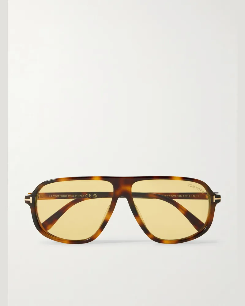 Tom Ford Guillame Aviator-Style Tortoiseshell Acetate Sunglasses Tortoiseshell