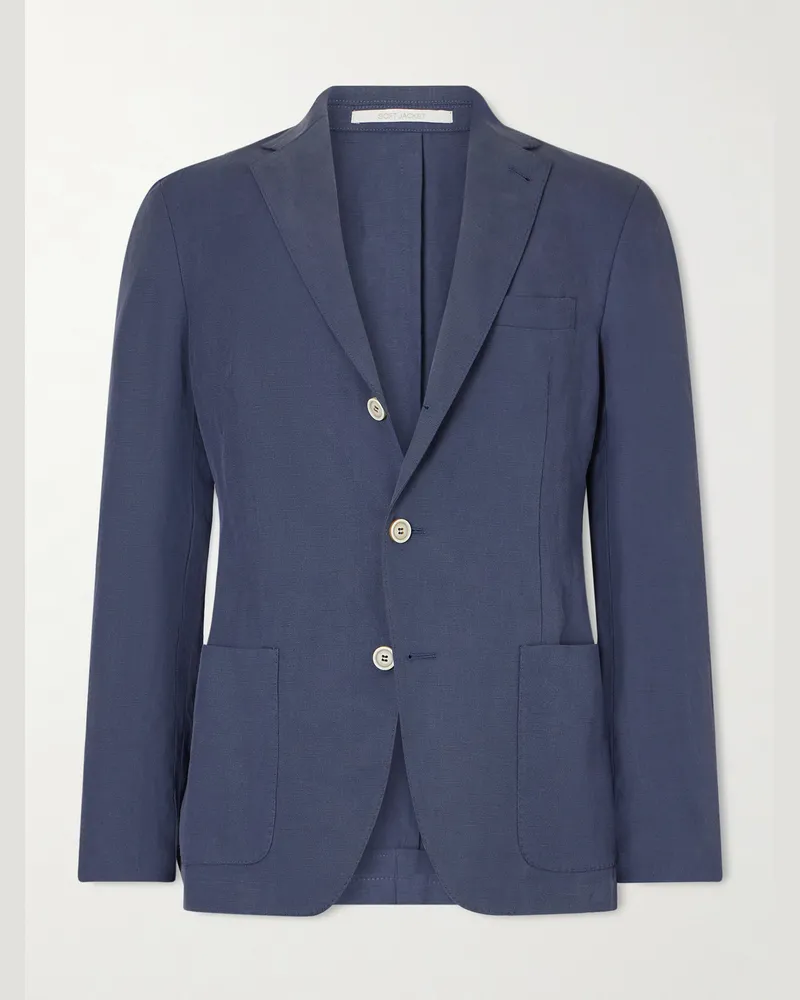 Eleventy Sakko aus einer Lyocell-Leinenmischung Blau