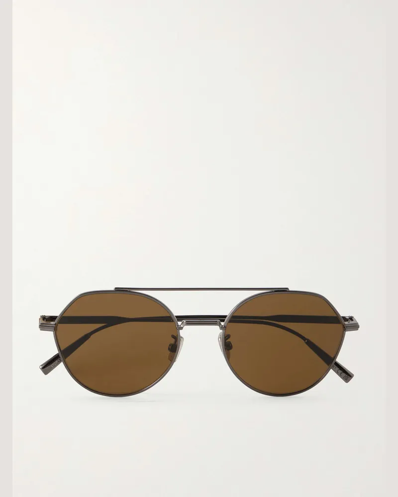 Dior DiorBlackSuit R6U Aviator-Style Gold-Tone Sunglasses Silver
