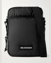 Balenciaga Explorer Umhängetasche aus wattiertem Nylon mit Logoapplikation Schwarz