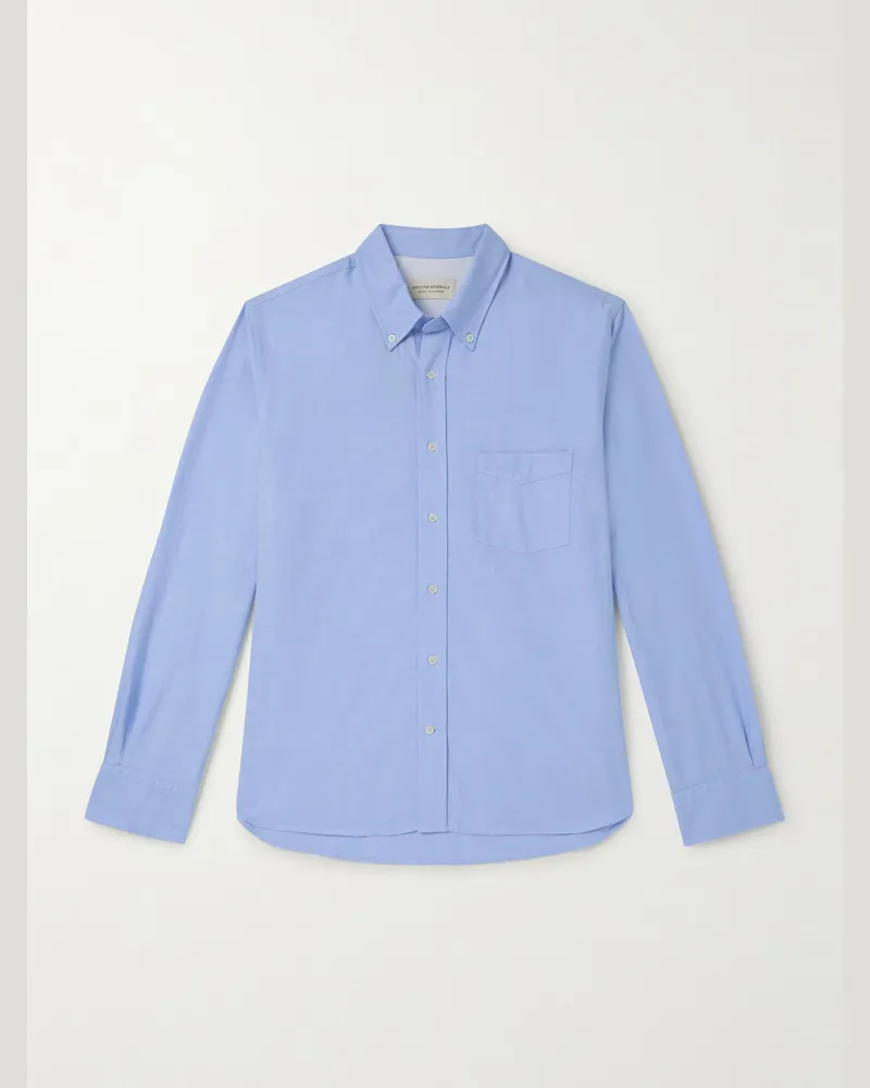 Officine Generale Hemd aus Baumwoll-Oxford mit Button-Down-Kragen Blau