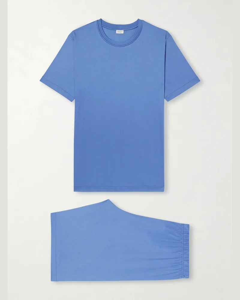Zimmerli Pyjama aus Sea-Island-Baumwoll-Jersey Blau