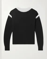 Saint Laurent Zweifarbiger Pullover aus einer Wollmischung Schwarz