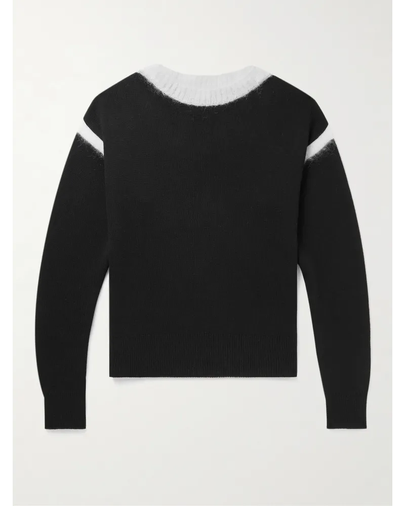 Saint Laurent Zweifarbiger Pullover aus einer Wollmischung Schwarz