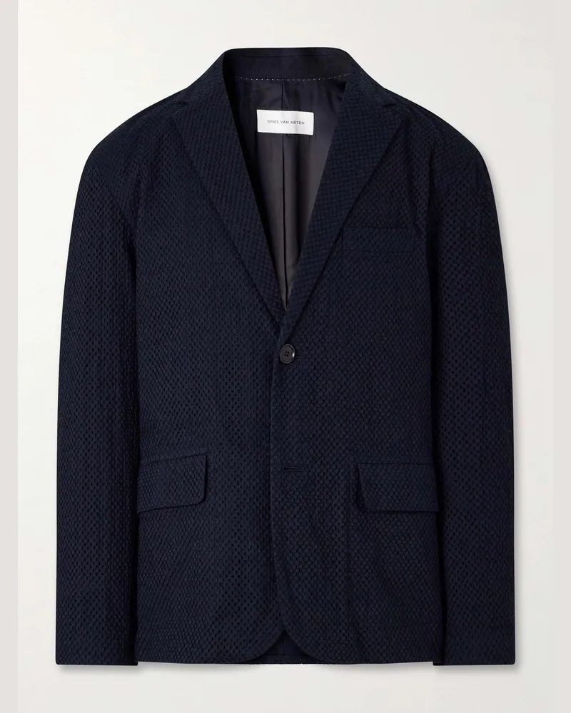 Blue Blue Japan Textured Cotton Suit Jacket Blue