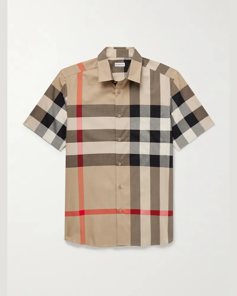 Burberry Schmal geschnittenes Hemd aus karierter Baumwolle Neutral