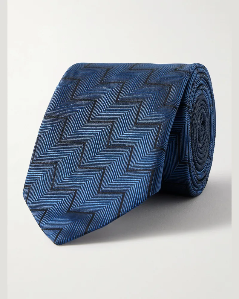 Missoni Krawatte aus Seiden-Jacquard, 7 cm Blau