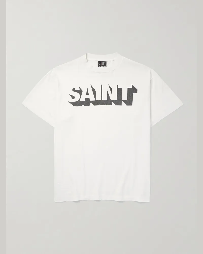 SAINT MXXXXXX Alpha Logo-Print Cotton-Jersey T-Shirt White