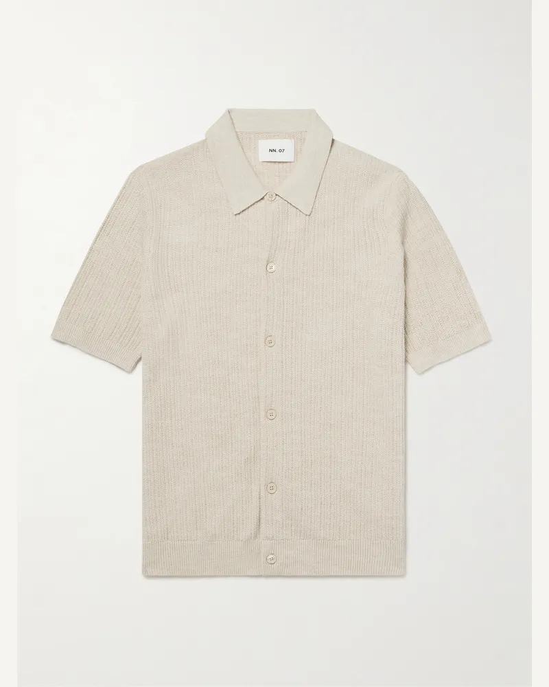 NN 07 Nolan 6695 Textured-Knit Organic Cotton Shirt Neutrals
