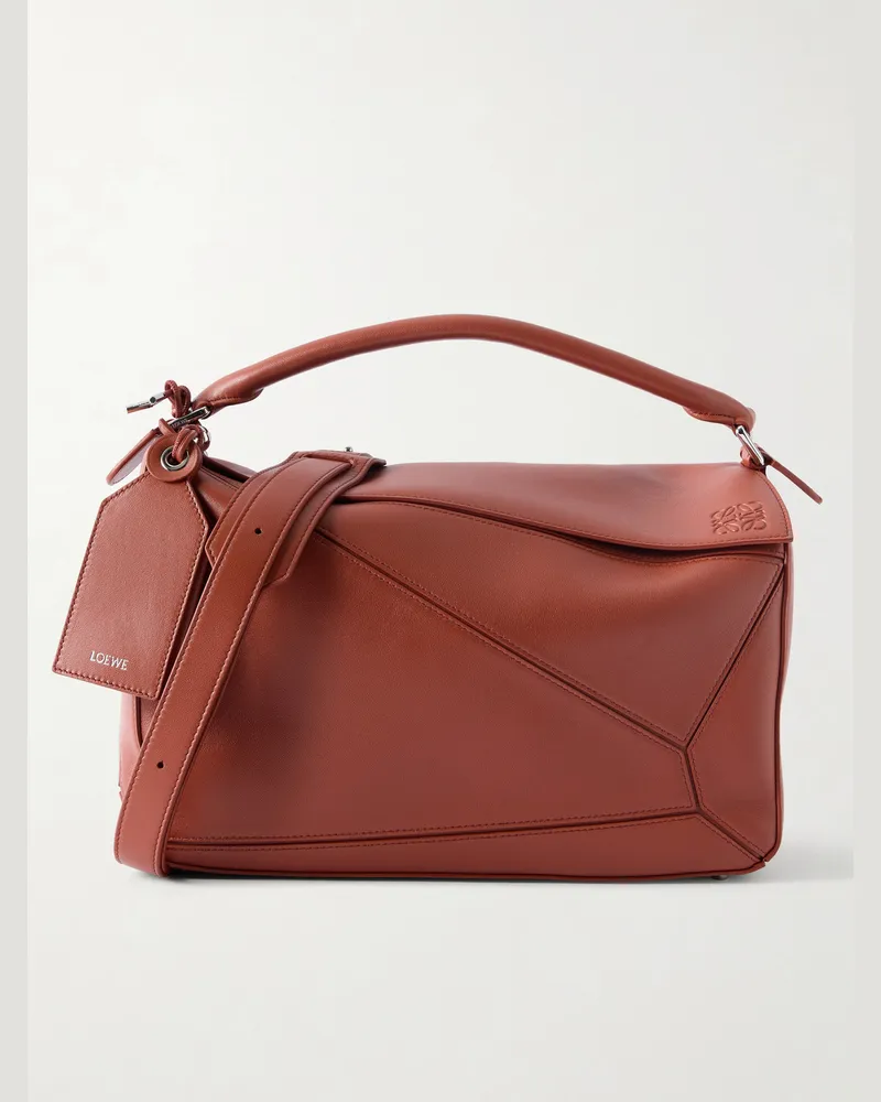 Loewe Puzzle Featherlight Large Leather Messenger Bag Red