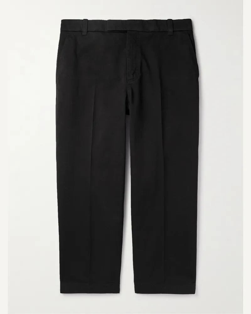 Thom Browne Utility Tapered Garment-Dyed Cotton-Twill Trousers Black