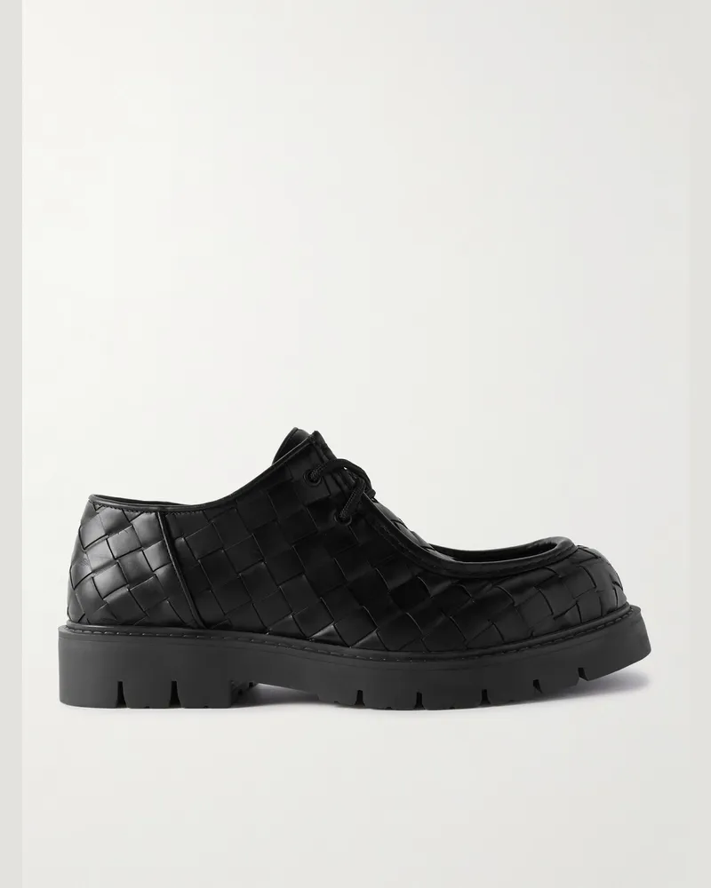 Bottega Veneta Derby-Schuhe aus Intrecciato-Leder Schwarz