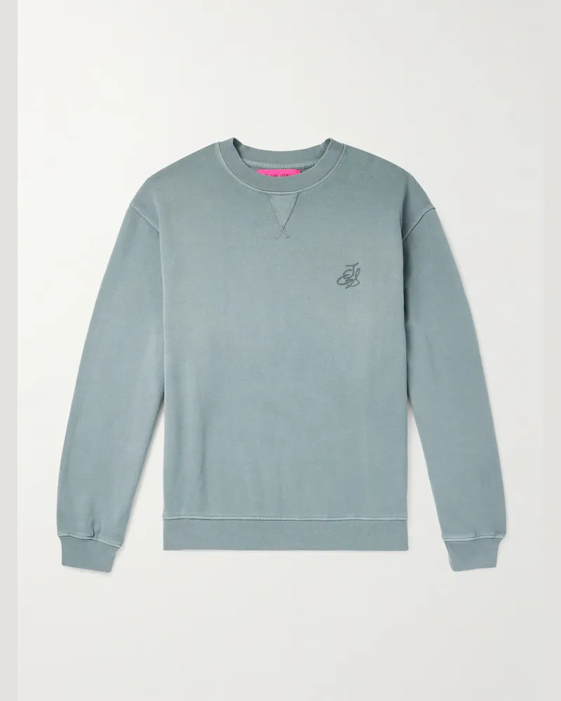 The Elder Statesman Daily Crew Sweatshirt aus Jersey aus einer Baumwoll-Kaschmirmischung Blau