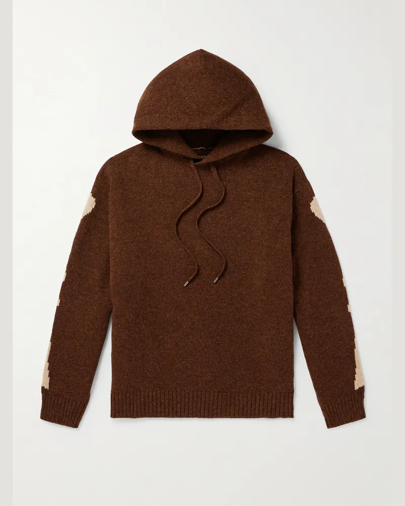 KAPITAL 5G Intarsia Wool Hoodie Brown