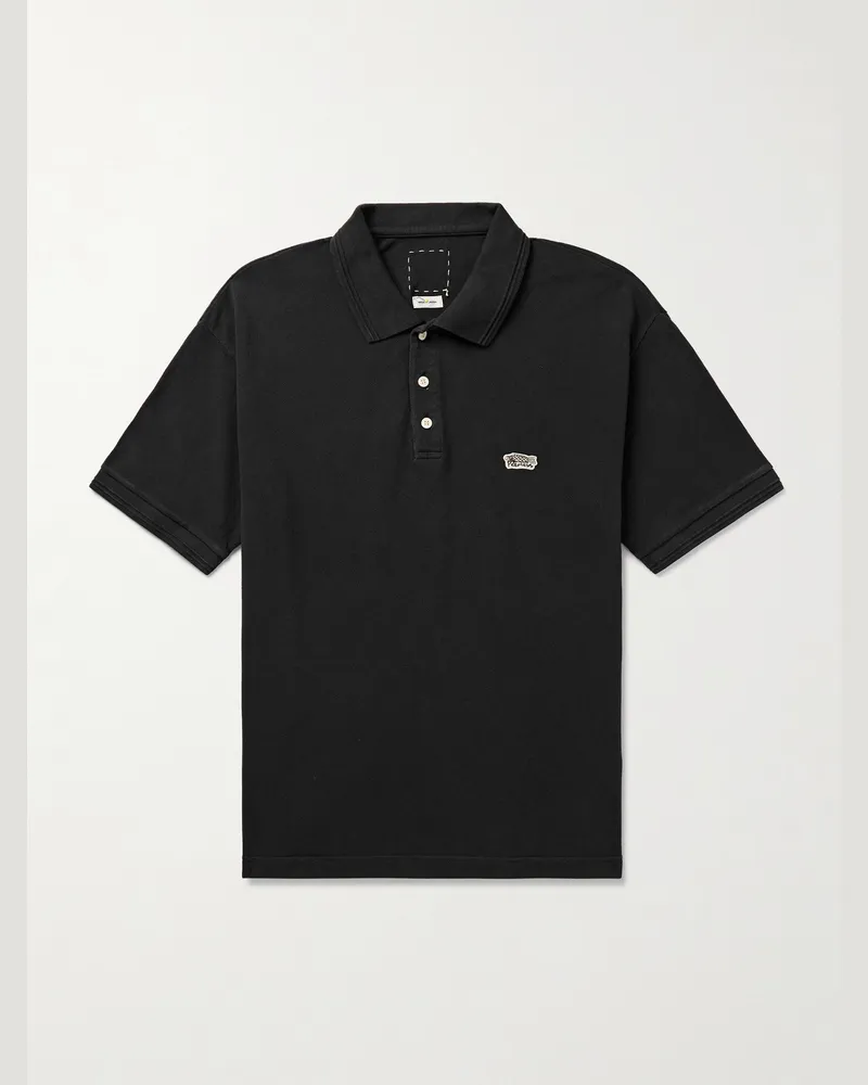 Visvim Jumbo Weller Garment-Dyed Cotton-Piqué Polo Shirt Black