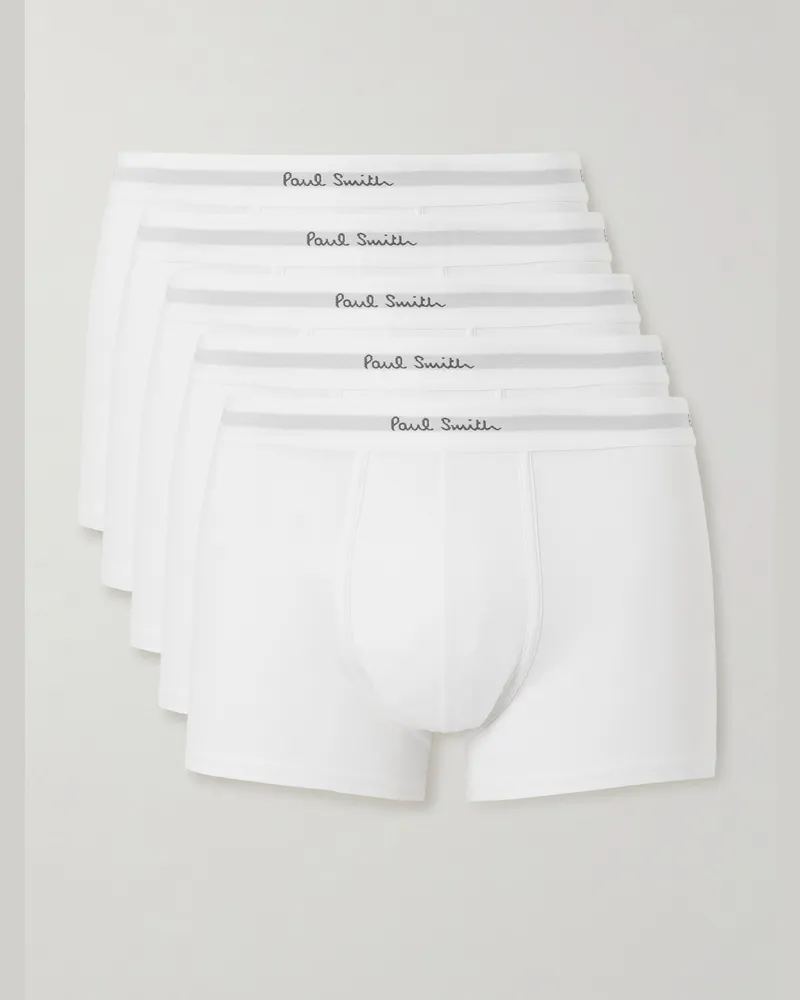 Paul Smith Set aus fünf Retropants aus Stretch-Biobaumwoll-Jersey Weiß