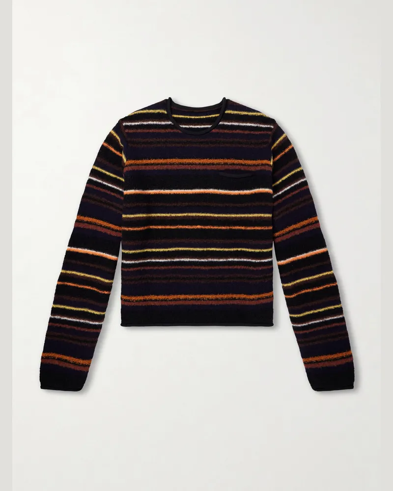 Sacai Striped Wool-Blend Sweater Black
