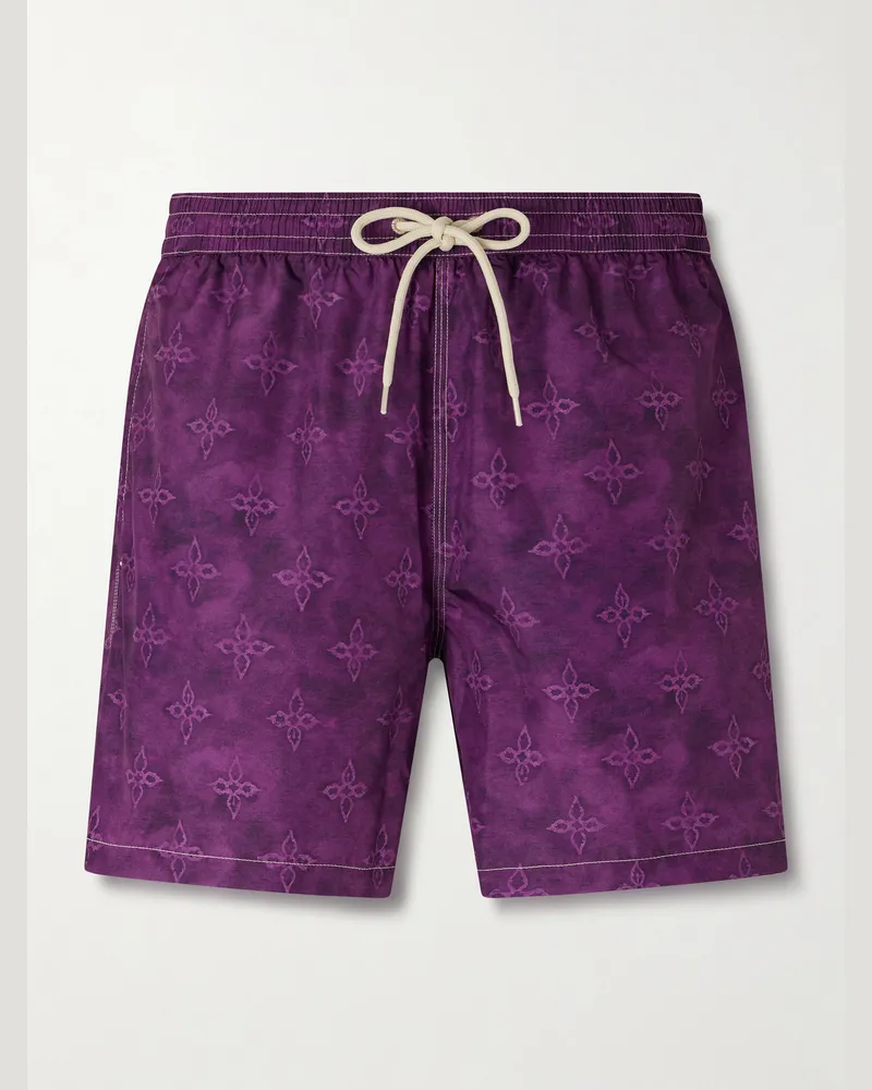 Massimo Alba Kite gerade geschnittene, mittellange Badeshorts mit Print Lila