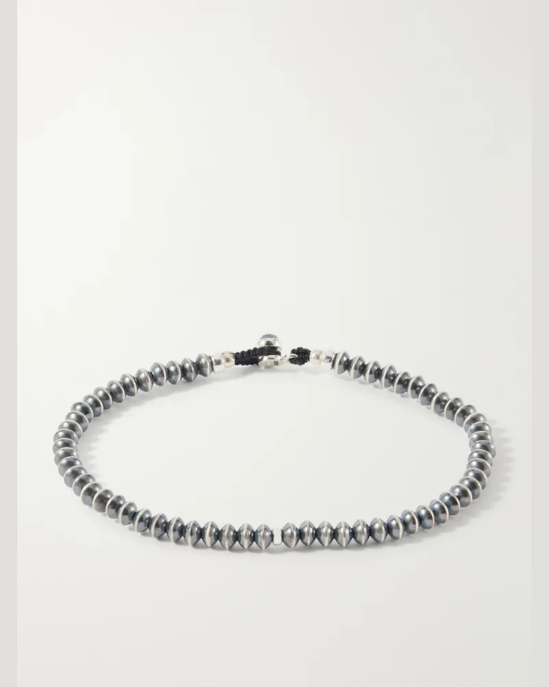 Mikia Sterling Silver, Black Diamond and Desert Pearl Beaded Bracelet Black