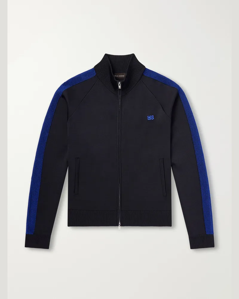 Wales Bonner Tide Logo-Embroidered Striped Jersey Sweatshirt Blue