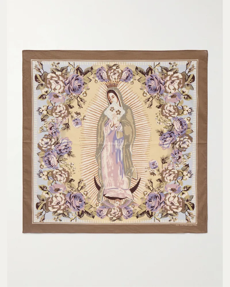 KAPITAL Peckish Maria Printed Cotton-Voile Bandana Brown