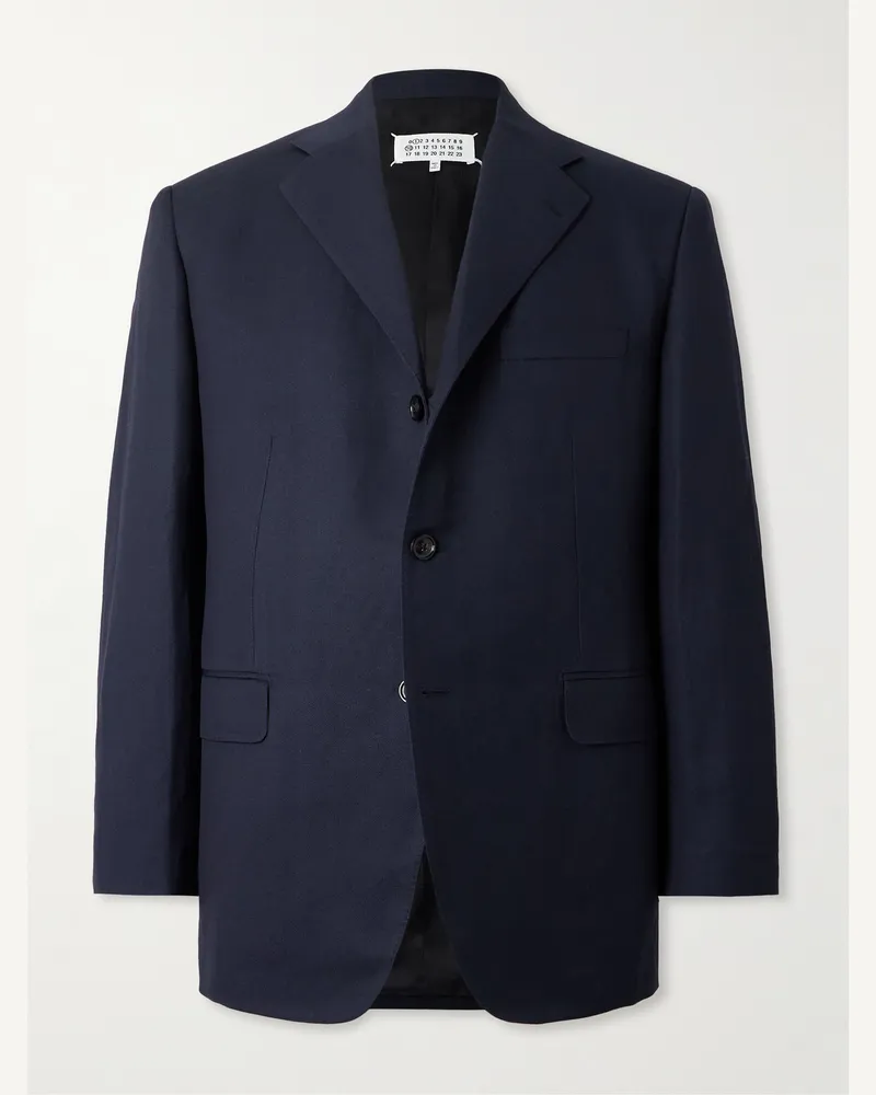 Maison Margiela Sakko aus einer Woll-Leinenmischung Blau