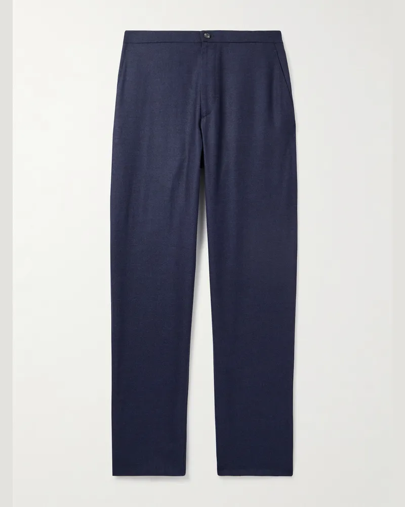 Boglioli Gerade geschnittene Hose aus Schurwollflanell mit Kordelzugbund Blau