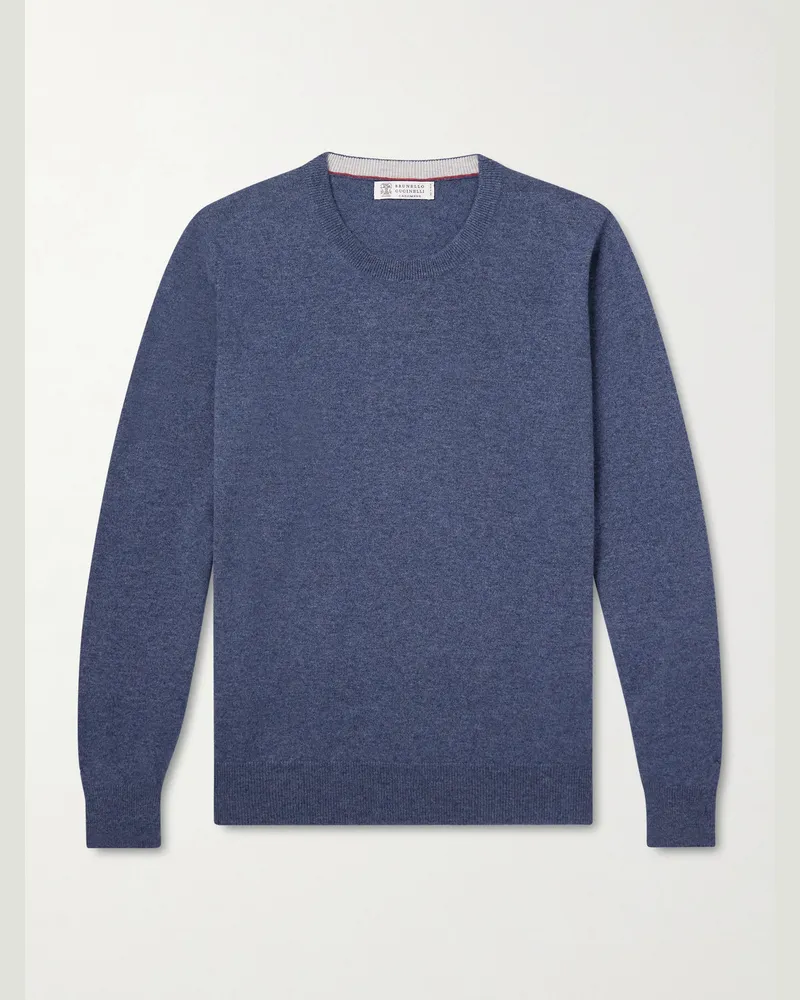 Brunello Cucinelli Slim-Fit Cashmere Sweater Blue