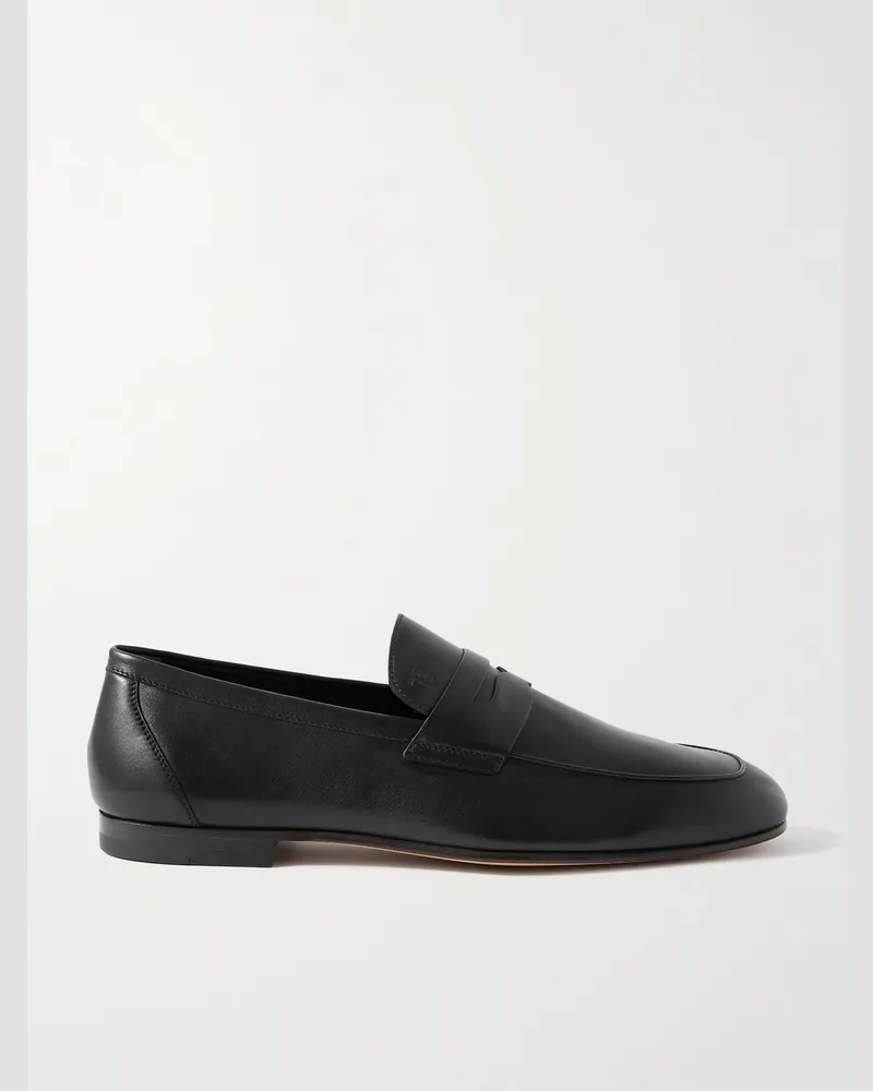 TOD'S Leather Penny Loafers Black
