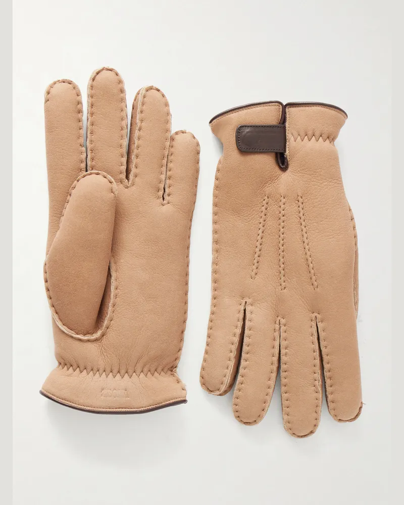 Ermenegildo Zegna Leather Gloves Brown