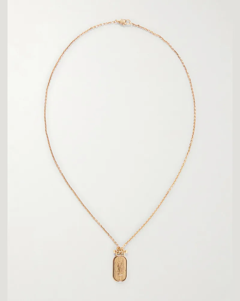 Saint Laurent Cassandre Tablet Gold-Tone Necklace Gold