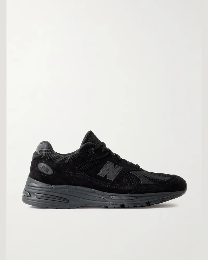 New Balance 991v2 Sneakers aus Veloursleder und Mesh Schwarz
