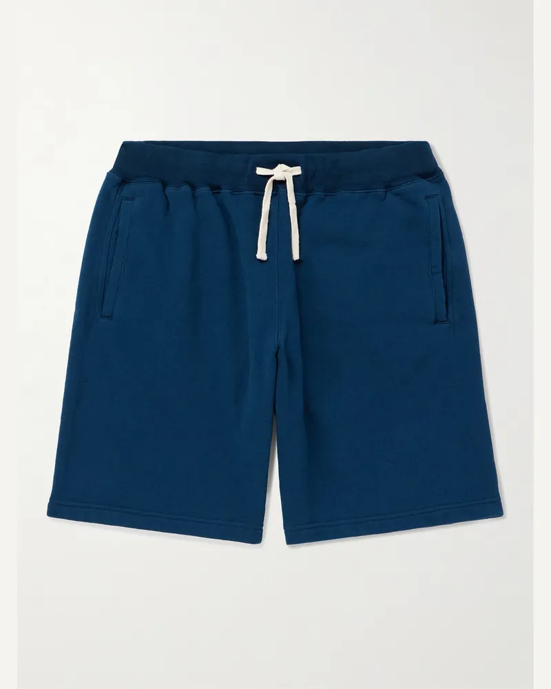 Beams Plus Gerade geschnittene Shorts aus Baumwoll-Jersey mit Kordelzugbund Blau