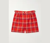 Gable Straight-Leg Pleated Checked Wool Shorts