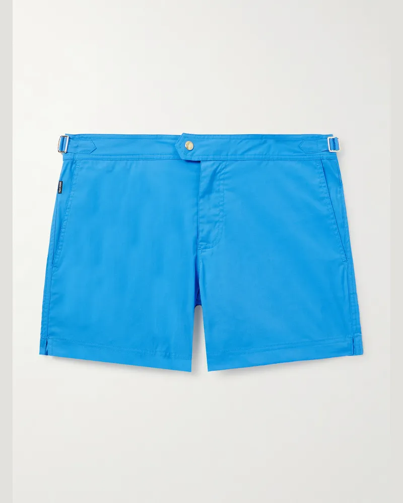 Tom Ford Straight-Leg Mid-Length Swim Shorts Blue