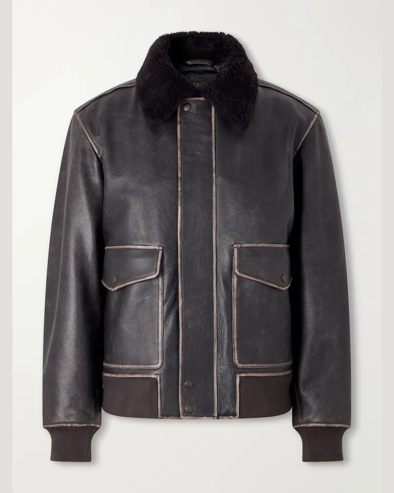 Rag & Bone Manston Leather Bomber Jacket Brown