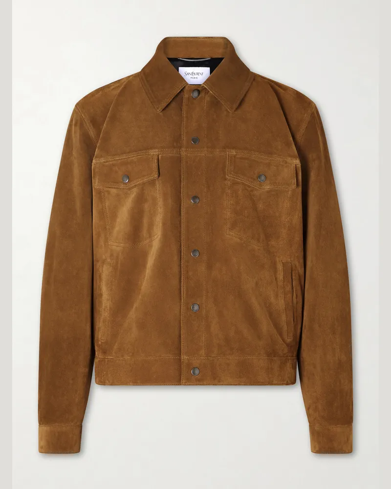 Saint Laurent Jacke aus Veloursleder Braun