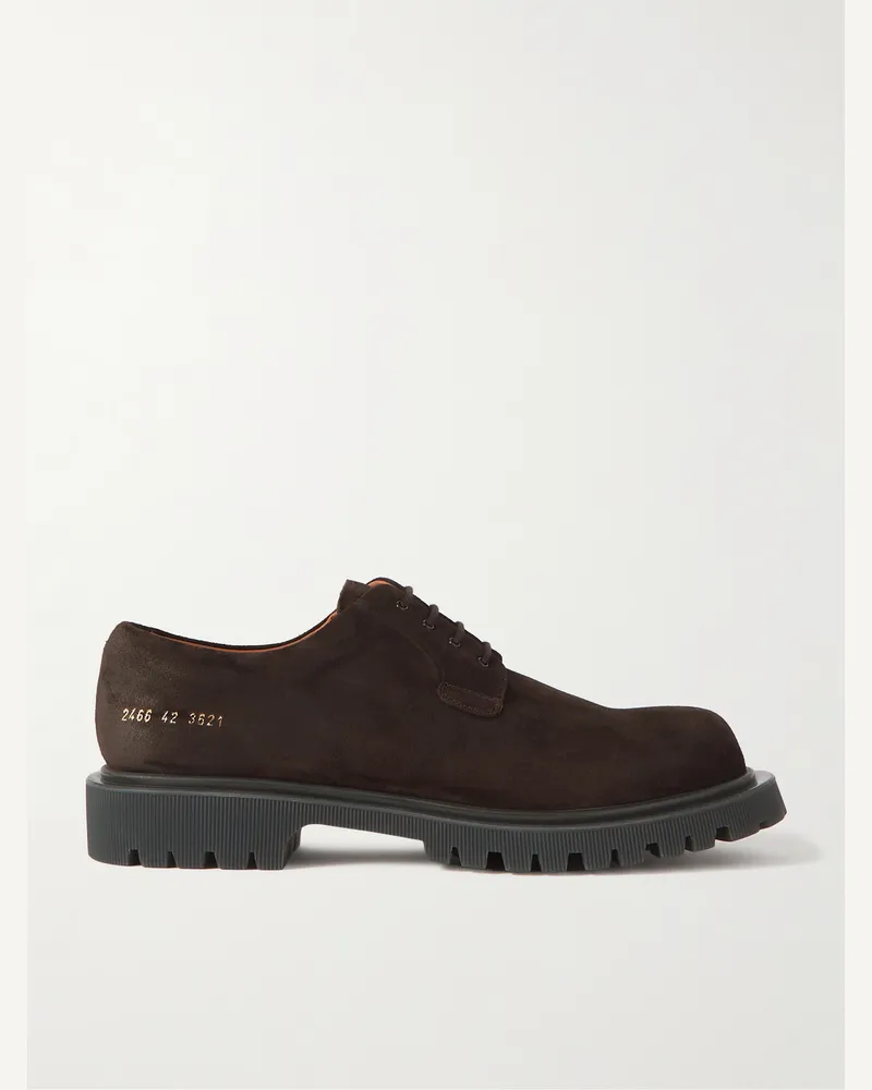 Common Projects Derby Schuhe Aus Gewachstem Veloursleder Braun