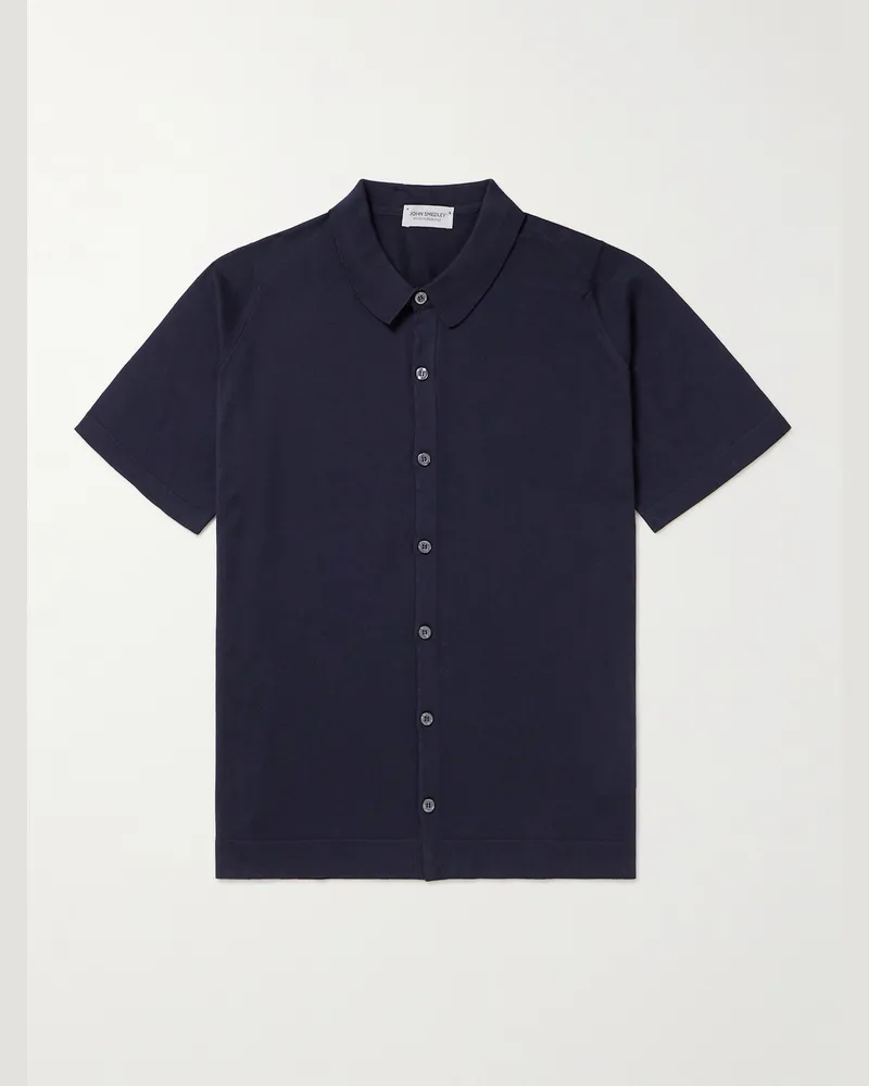 John Smedley Folke Hemd aus Sea-Island-Baumwolle Blau