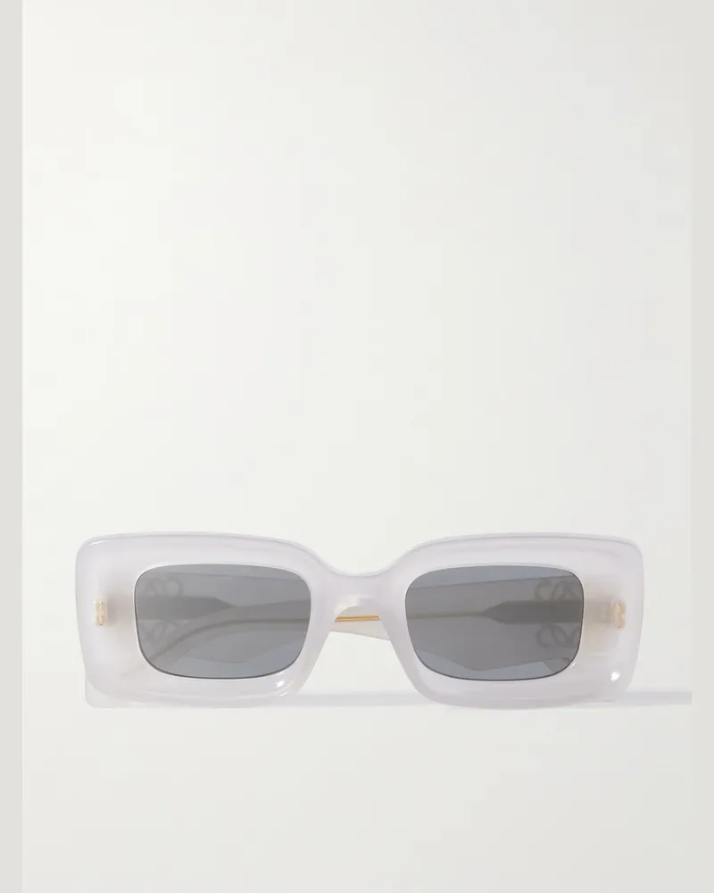 Loewe Anagram Rectangular-Frame Acetate Sunglasses White