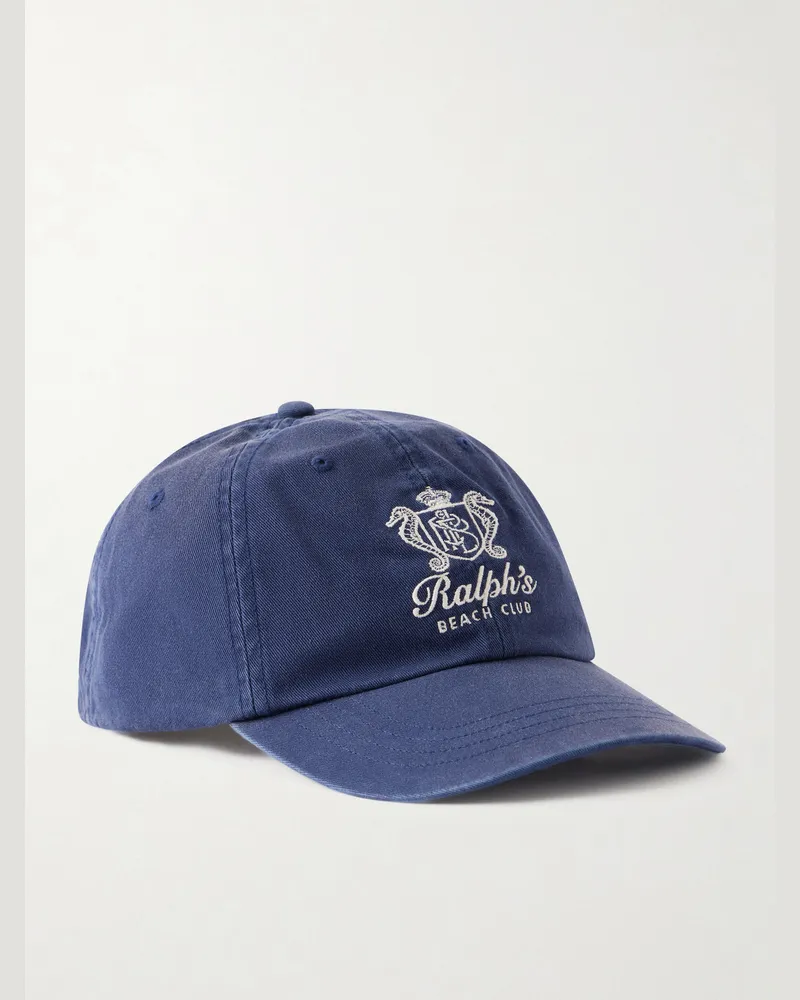 Ralph Lauren Logo-Embroidered Cotton-Twill Baseball Cap Blue