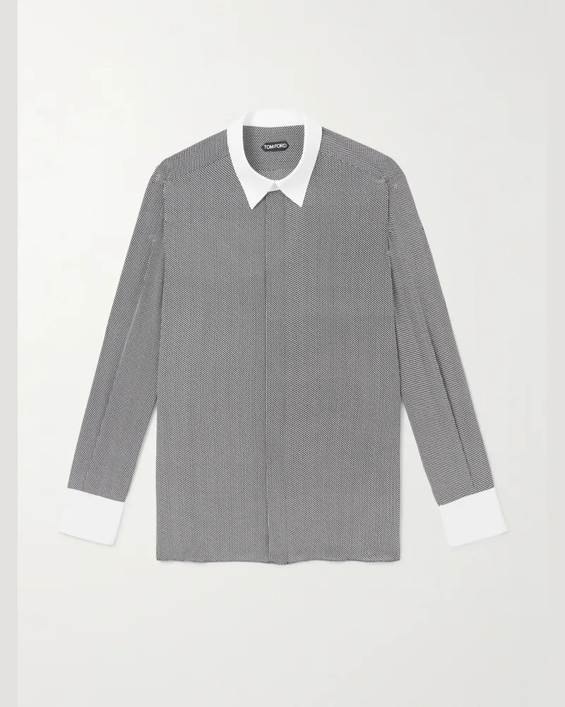 Tom Ford Hemd aus bedruckter Seide Grau