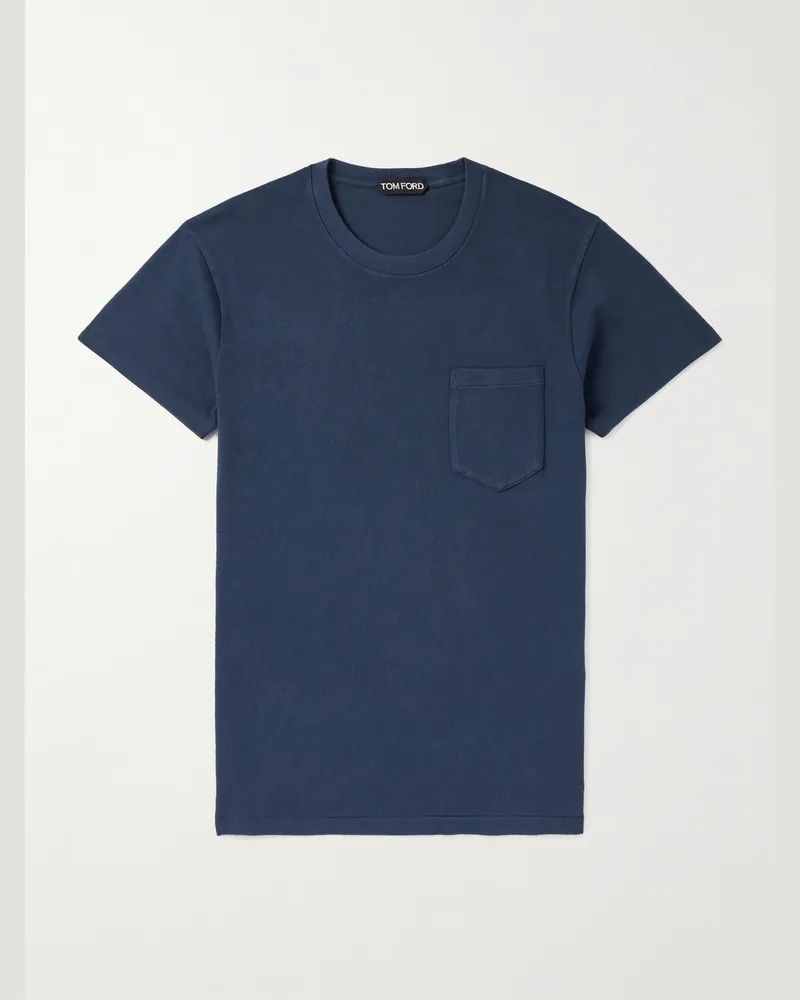 Tom Ford T-Shirt aus Baumwoll-Jersey Blau