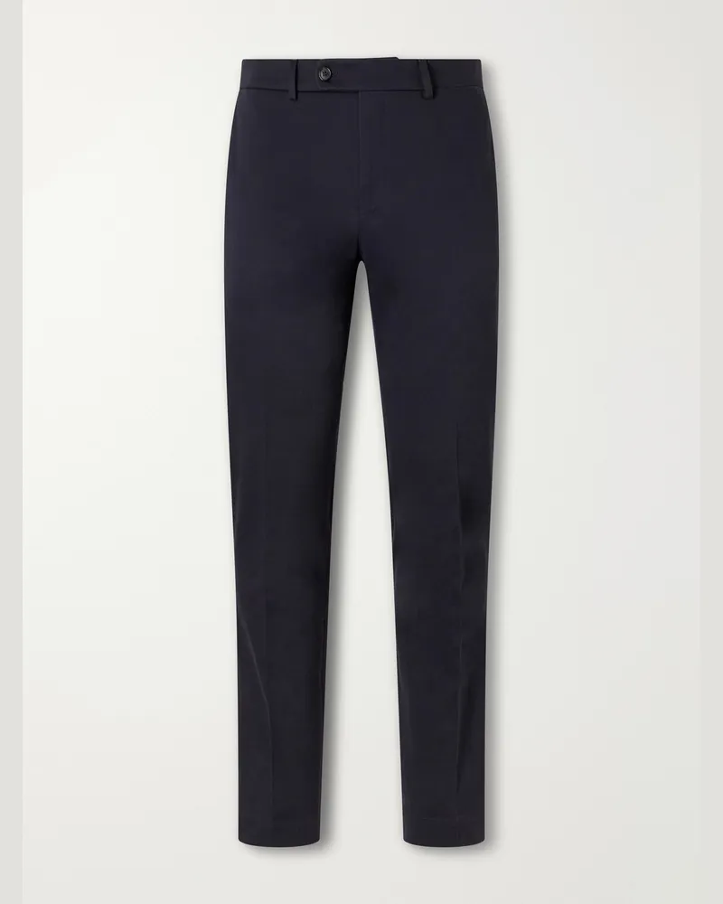 Slowear Straight-Leg Stretch-Cotton Gabardine Trousers Blue