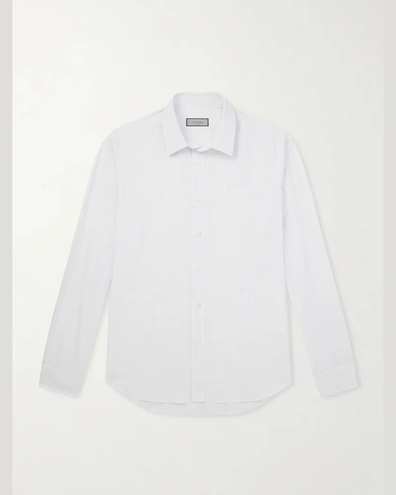 Canali Hemd aus Baumwolle mit Nadelstreifen Weiß