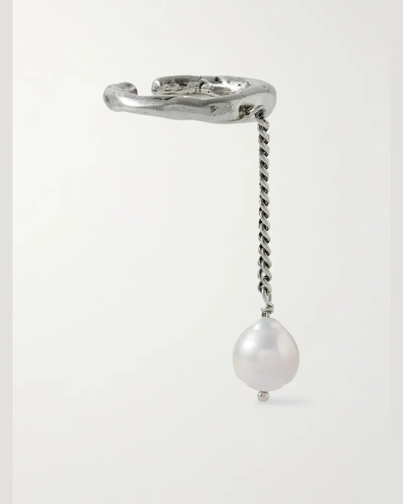 Acne Studios Silver-Tone Pearl Ear Cuff Silver