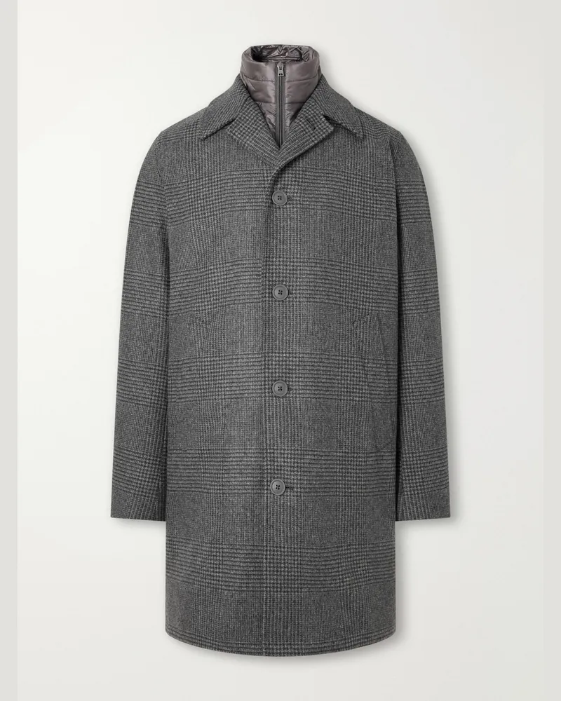 Herno Padded Wool-Blend Tweed Coat Gray
