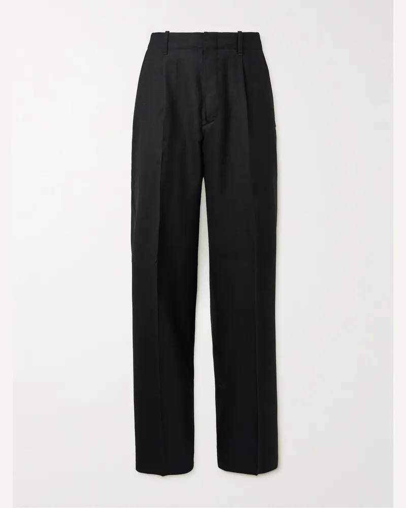 Our Legacy Borrowed Straight-Leg Pleated Wool Trousers Black