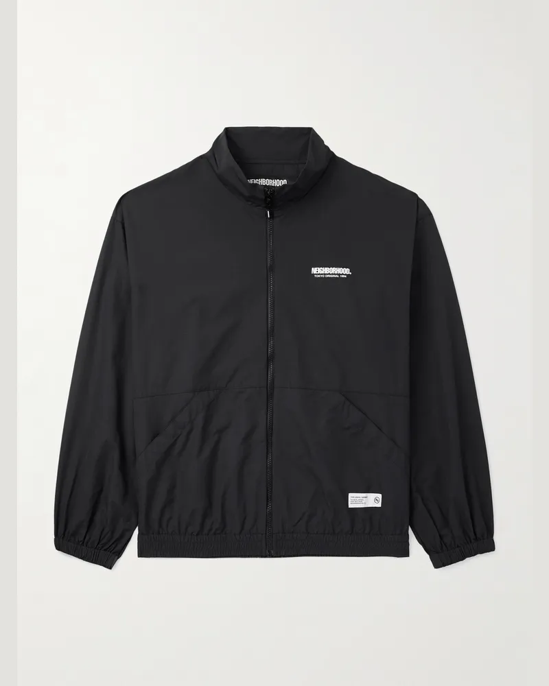 Neighborhood Logo-Print Shell Track Jacket Black
