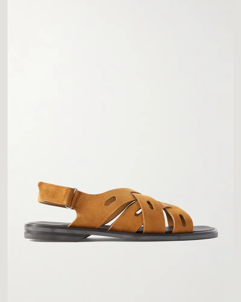 John Lobb Seaford Sandalen aus Veloursleder mit Cut-outs Braun